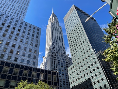 New York, NY USA - September 28  2021: New York City, Chrysler Building and Skyscapers in Midtown Manhattan