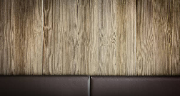 istock Wooden wall background with leather board. 1344752259