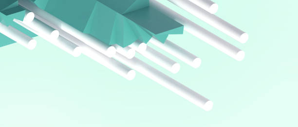 istock Abstract futuristic Geometric shapes Background. inspiration and Creative with Differences concepts on the green. banner, website, Copy Space -3d Rendering 1344752821