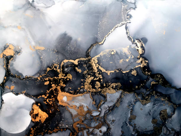 istock Gold and black ink painting. 1344753819