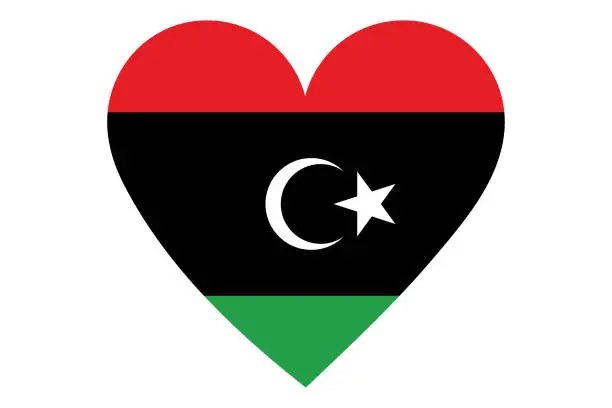 Vector illustration of Heart flag vector of Libya on white background.