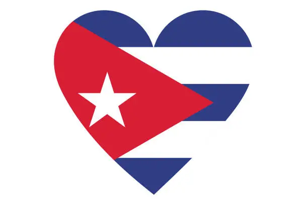 Vector illustration of Heart flag vector of Cuba on white background.