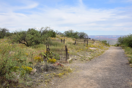 The historic old miner's cemetery on Boot Hill in Jerome, Arizona.