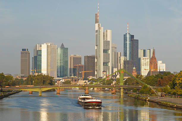 istock Cargo Ship on Main River and Frankfurt Skyline, Germany 134476058