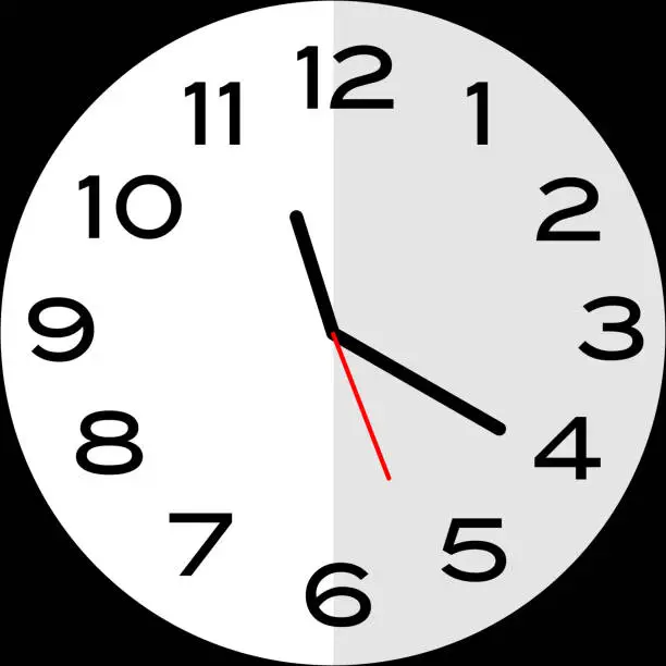Vector illustration of 20 minutes past 11 o'clock or Twenty minutes past eleven o'clock analog clock. Icon design use illustration flat design