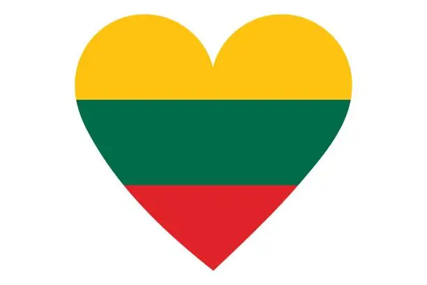 Vector illustration of Heart flag vector of Lithuania on white background.