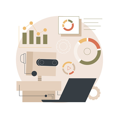AI-powered marketing tools abstract concept vector illustration. AI-powered research, marketing tools automation, e-commerce search, customer recommendation, machine learning abstract metaphor.