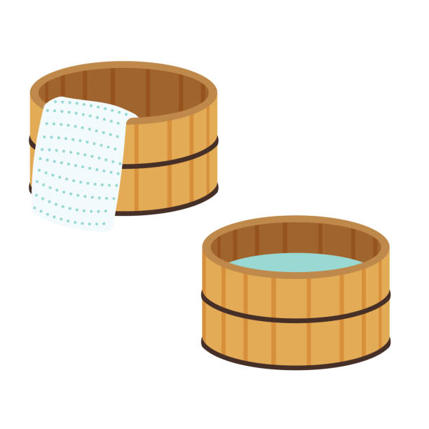 illustration einer einfachen und flachen badewanne - washtub stock-grafiken, -clipart, -cartoons und -symbole