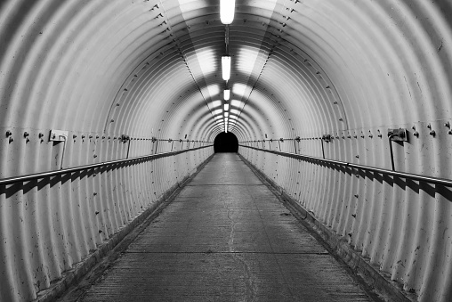 Interior view of an empty tunnel