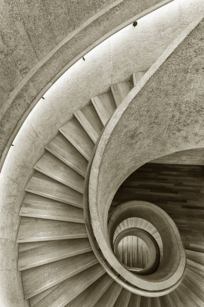 istock Modern spiral staircase. Contemporary architecture abstract background 1344765240