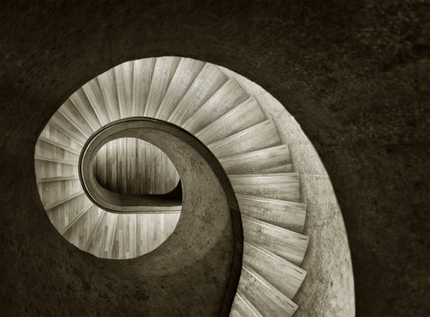 istock Modern spiral staircase. Contemporary architecture abstract background 1344765254