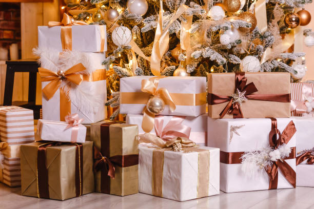 istock beautiful Christmas gifts lie under the tree 1344765317