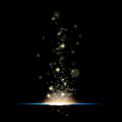 Conceptual background image of abstract lights over black background