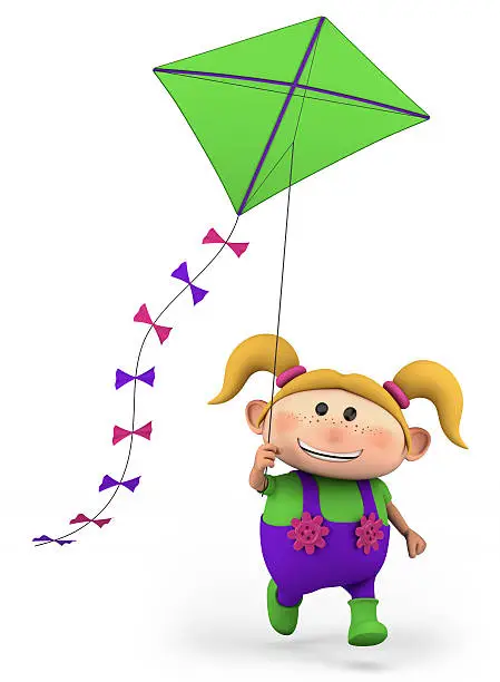 Photo of girl flying a kite