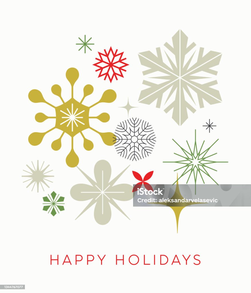 Modern Holiday Card Abstract graphic Christmas background. Modern Holiday graphics with stylized snowflakes. Sophisticated Christmas, Holiday card. Christmas stock vector