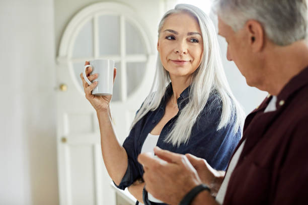 istock Couple having coffee at home 1344767969