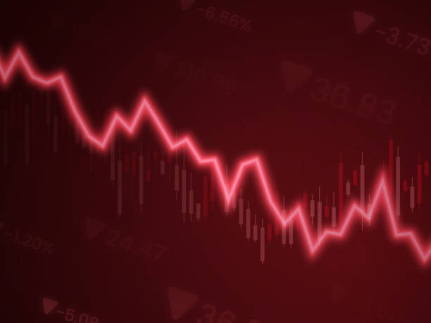 주식 상품 암호 화폐 가격 가치 감소 경기 침체 손실 - finance recession moving down despair stock illustrations