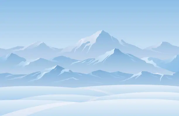 Vector illustration of Snow Mountain Winter Landscape Background