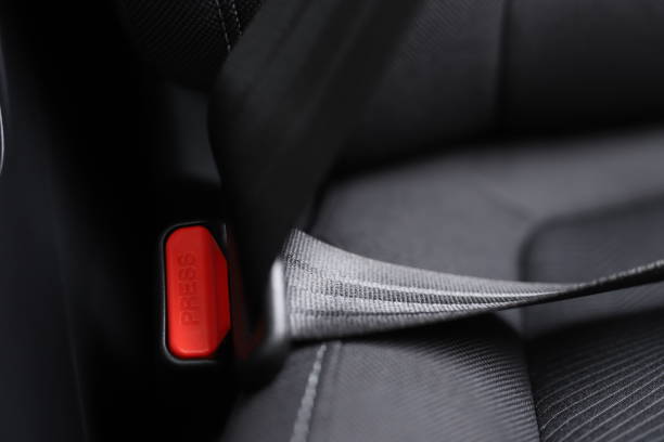 istock Seat belt on black car seat 1344770829