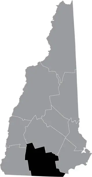 Vector illustration of Location map of the Hillsborough County of New Hampshire, USA