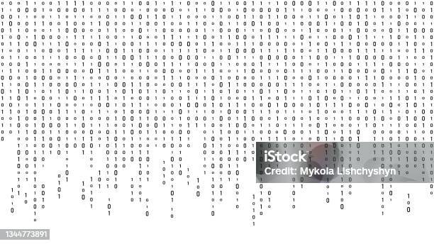 Technology Vector Binary Code Random Falling Digits On Screen Hacked ...