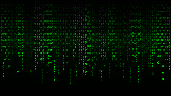 Technology Vector Binary Code Random Falling Digits On Screen Hacked ...