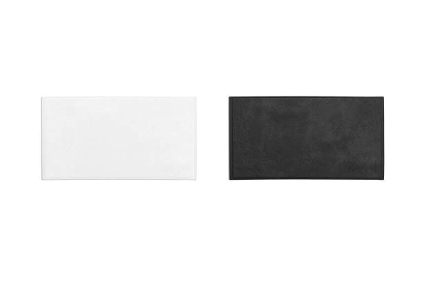 istock Blank black and white unfolded small towel mockup, top view 1344775229