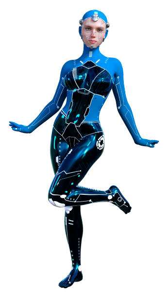 istock 3D illustration female robot on white 1344775447