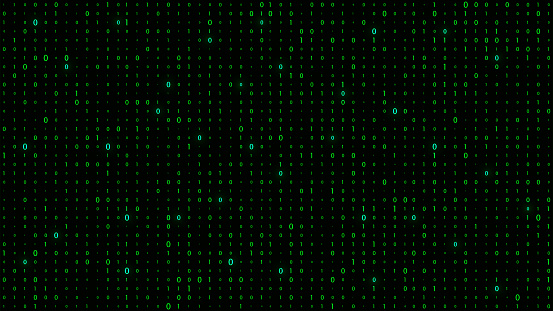 Technology Vector Binary Code Random Falling Digits On Screen Hacked ...