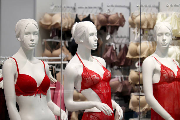 istock Female mannequins in red underwear 1344775949