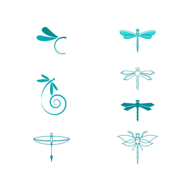 значок иллюстрации стрекоза - dragonfly stock illustrations
