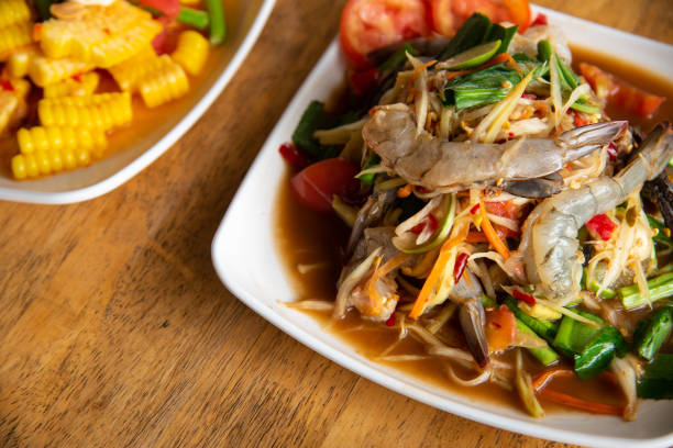istock Somtam with Fresh Shrimp 1344783710