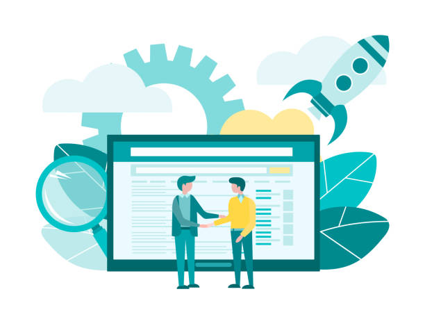 business contract handshake businessmen start a successful startup concept business contract handshake businessmen start a successful startup concept vector illustration office buddies stock illustrations
