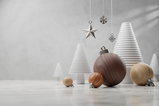 Wooden Christmas tree for greeting card, merry Christmas and happy new year concept, Template and mockup.