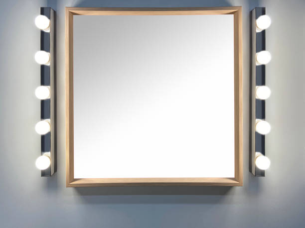 istock Dressing and make-up mirror (Clipping Path) with lamps hanging on the wall 1344790520