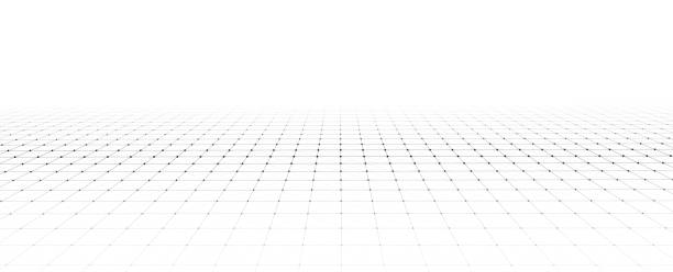 Technology wireframe landscape. Vector perspective grid. Digital space. Mesh on a white background.
