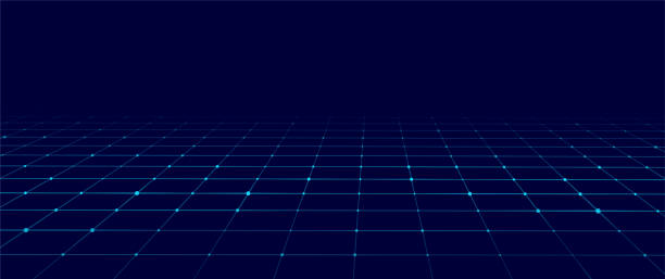 Wireframe landscape. Vector perspective grid. Digital space. Mesh on a white background. Technology wireframe landscape. Vector perspective grid. Digital space. Mesh on a blue background. diminishing perspective stock illustrations