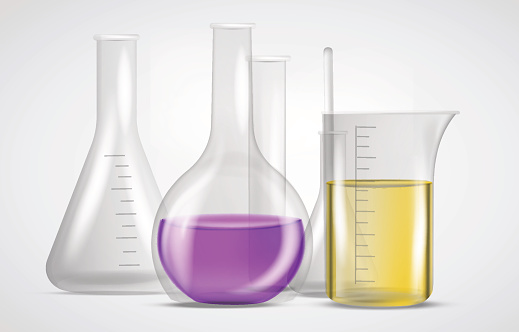 Chemical flasks with substances