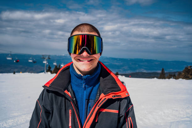 istock Portrait of smiling man skier 1344798799