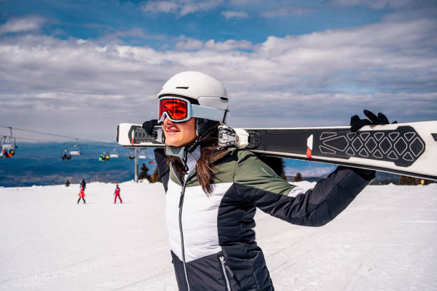 istock Woman on skiing 1344798823