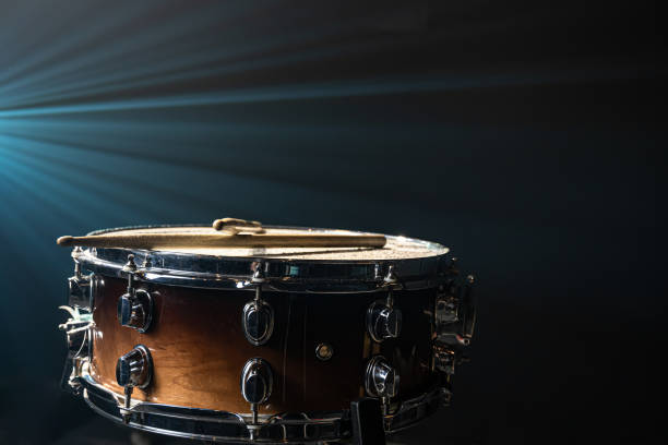 istock Snare drum on a black background, musical instrument, musical concept. 1344800165