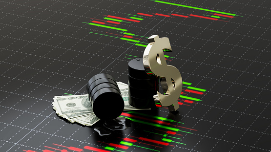 USOIL stock investing and trading, 3d illustration rendering