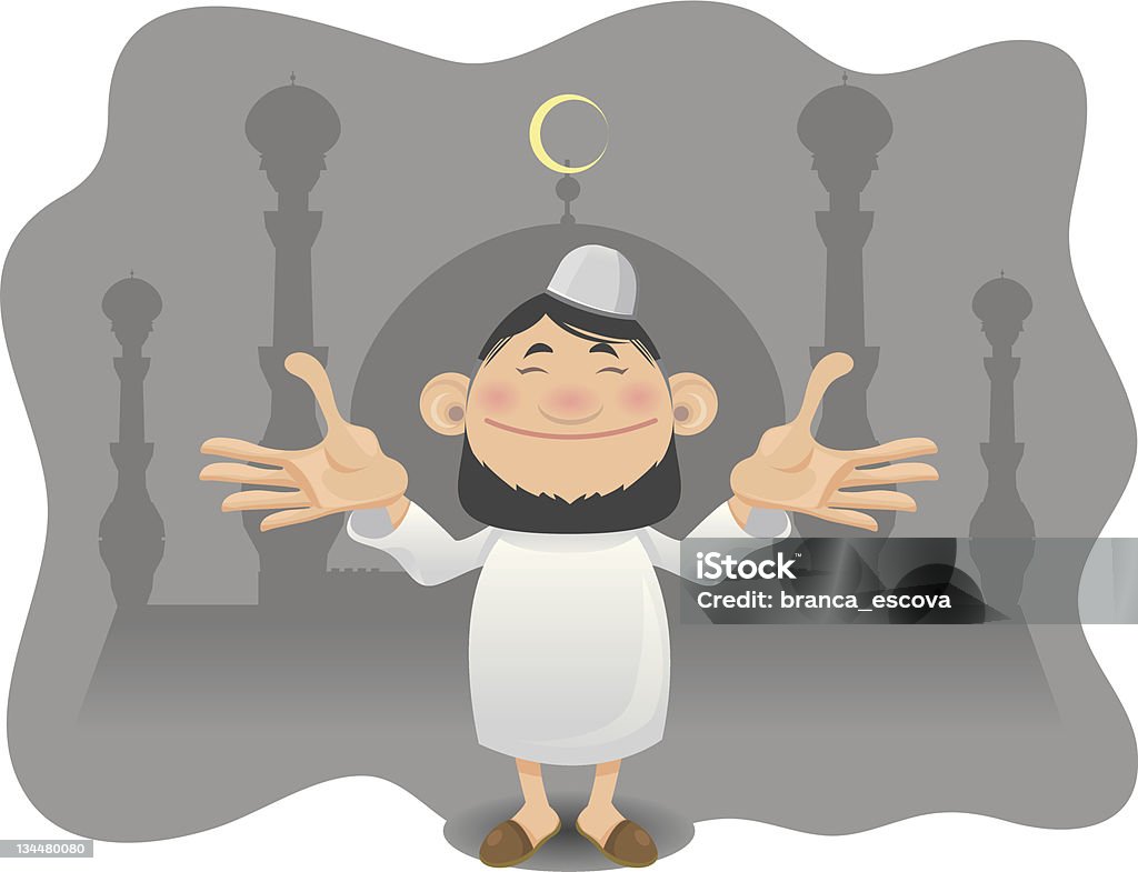 Религиозные мусульманские человек, приветствуя Рамадан - Векторная графика Аллах роялти-фри