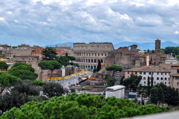 istock Rome Colosseum and buildings 1344800882