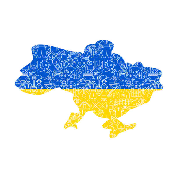 ウクライナ国の地図 - ukraine trident ukrainian culture coat of arms点のイラスト素材／クリップアート素材／マンガ素材／アイコン素材