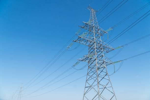istock Details of high voltage electric power lines. 1344801899