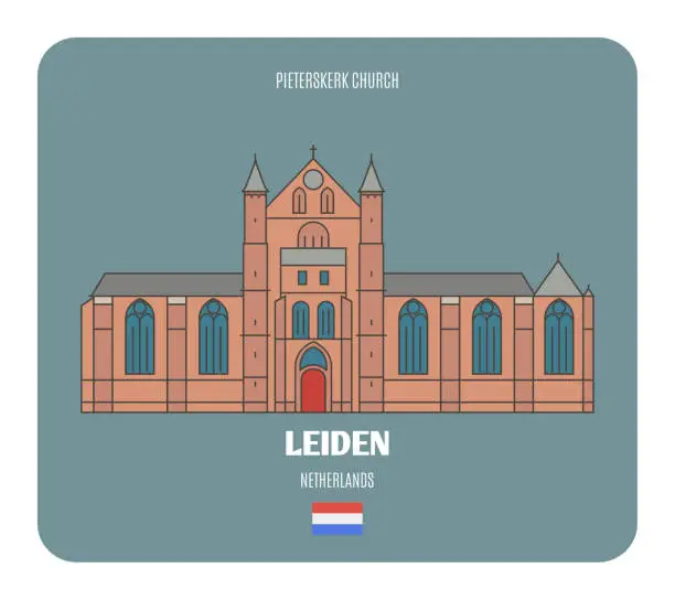 Vector illustration of Pieterskerk church  in Leiden, Netherlands