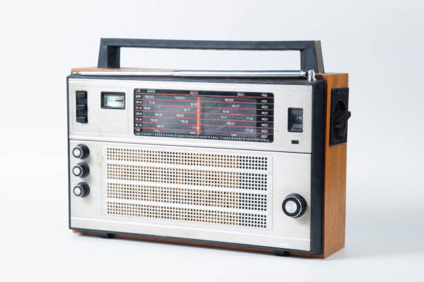 istock an old radio receiver on a white background. 1344808867