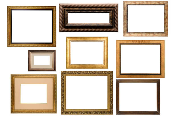 istock Collection of various antique frames on white background 1344811228