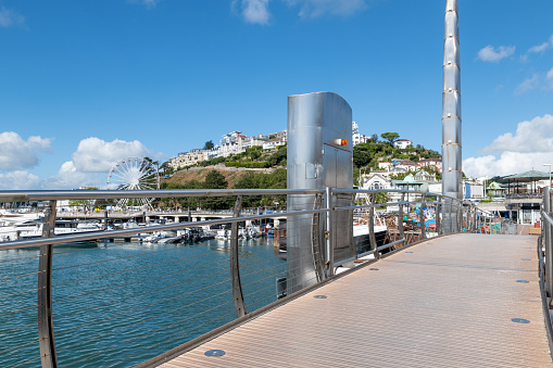 View over the lifting footbridge in Torquay Harbour
